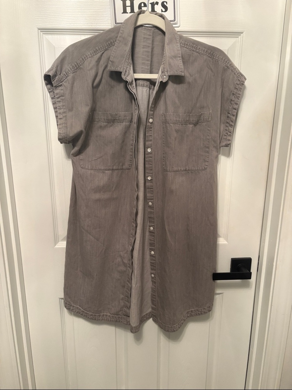 Everlane Taupe Short-Sleeve Button Shirt Dress